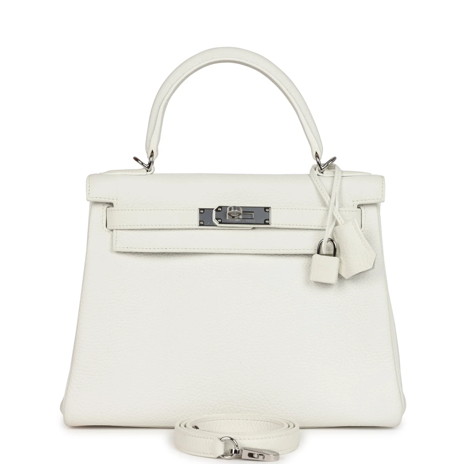 Hermes Kelly Retourne 28 White Clemence Palladium Hardware