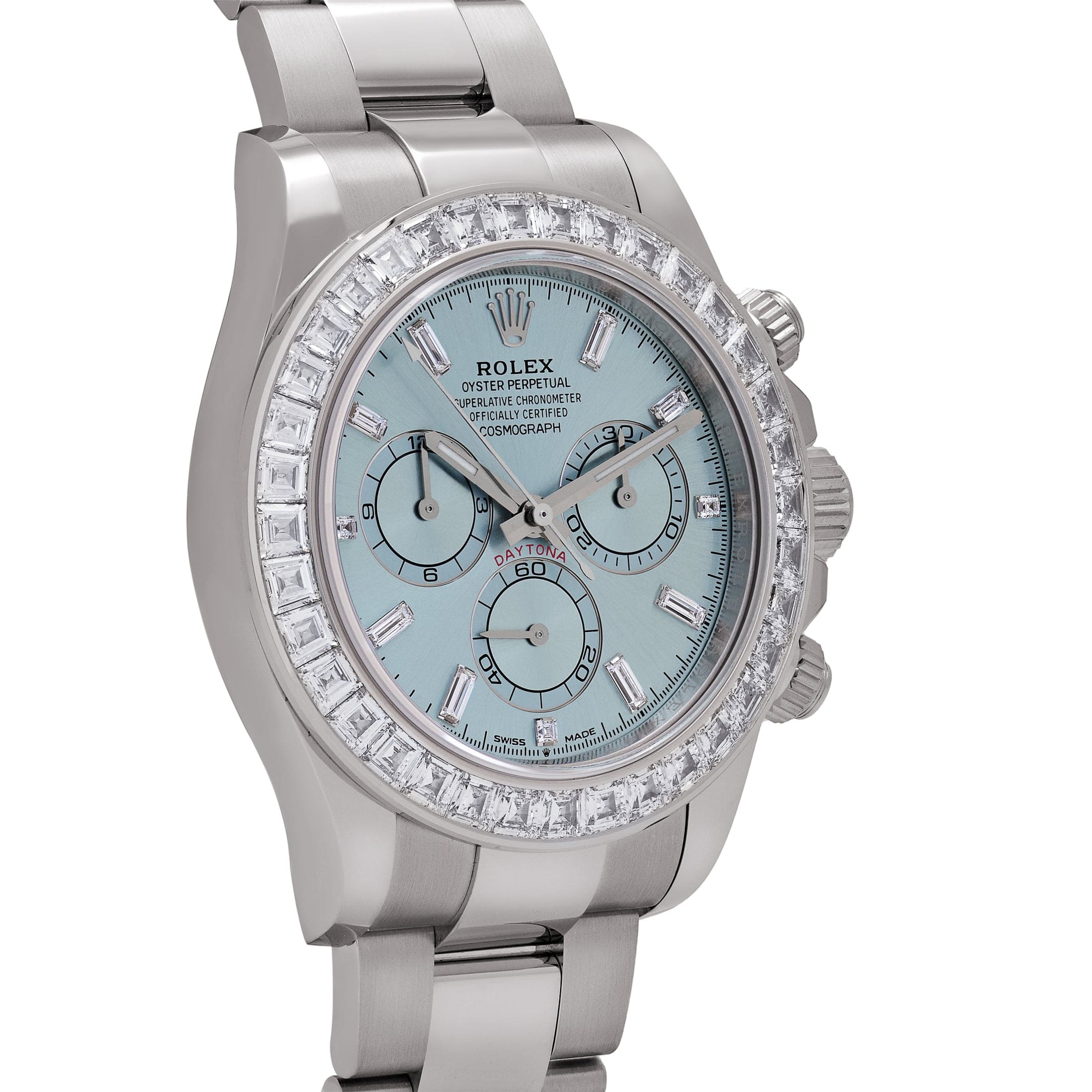 Rolex Daytona 126576TBR Platinum Ice Blue Diamond Dial Diamond Bezel
