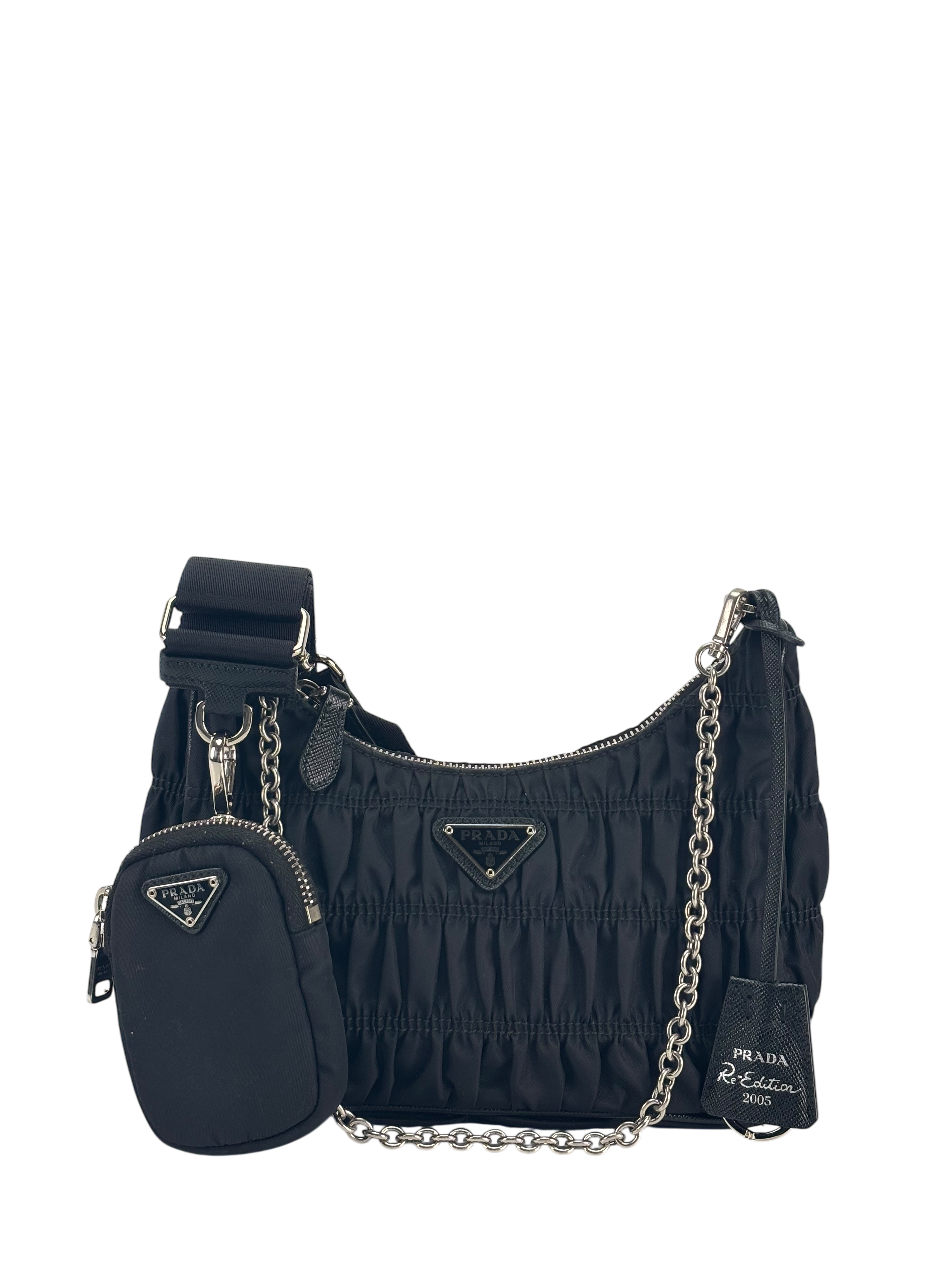PRADA - Black Re-Edition 2005 Re-Nylon bag 3 in1 Saffiano x Tessuto