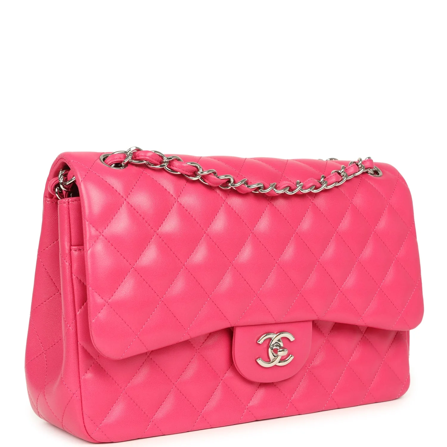 Pre-owned Chanel Jumbo Classic Double Flap Pink Lambskin Silver Hardware