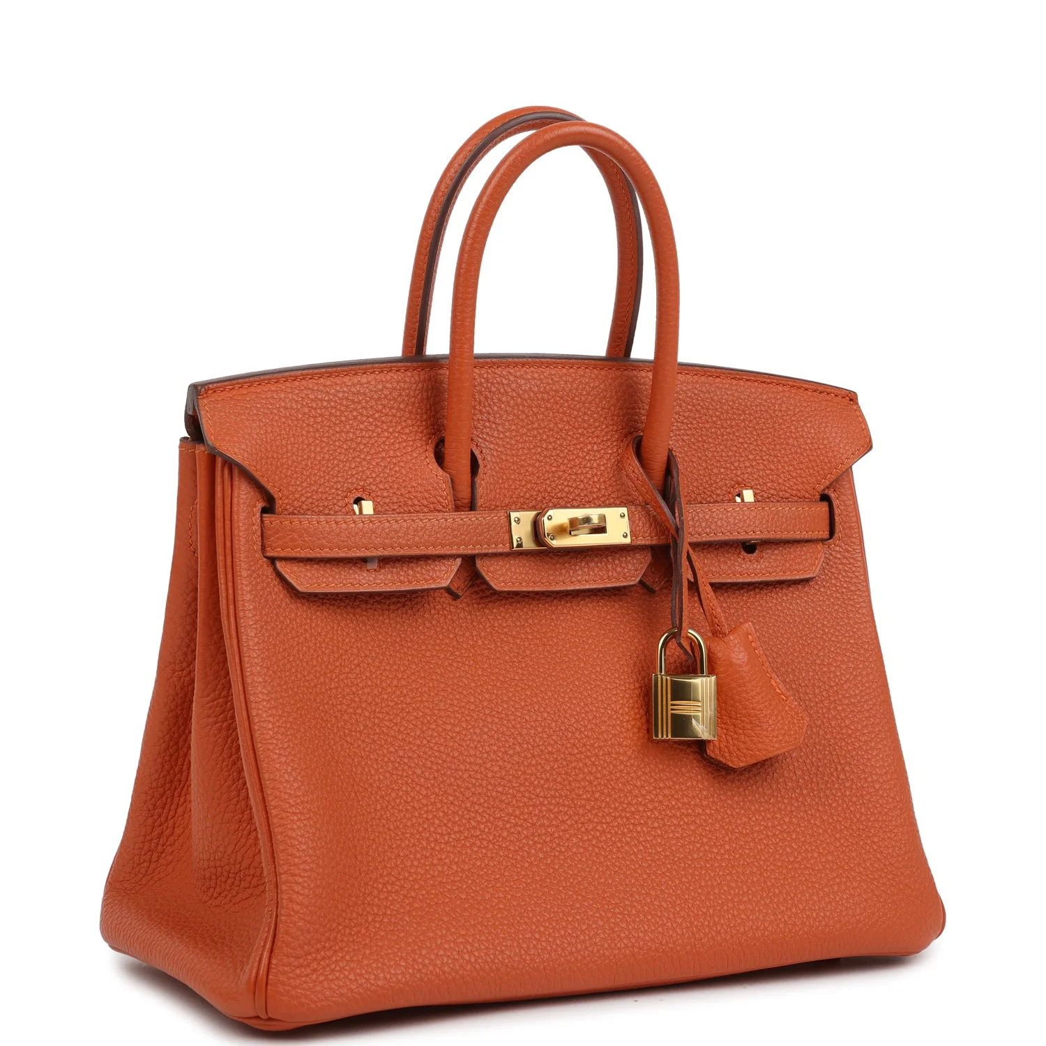 Pre-owned Hermes Birkin 25 Orange Togo Gold Hardware