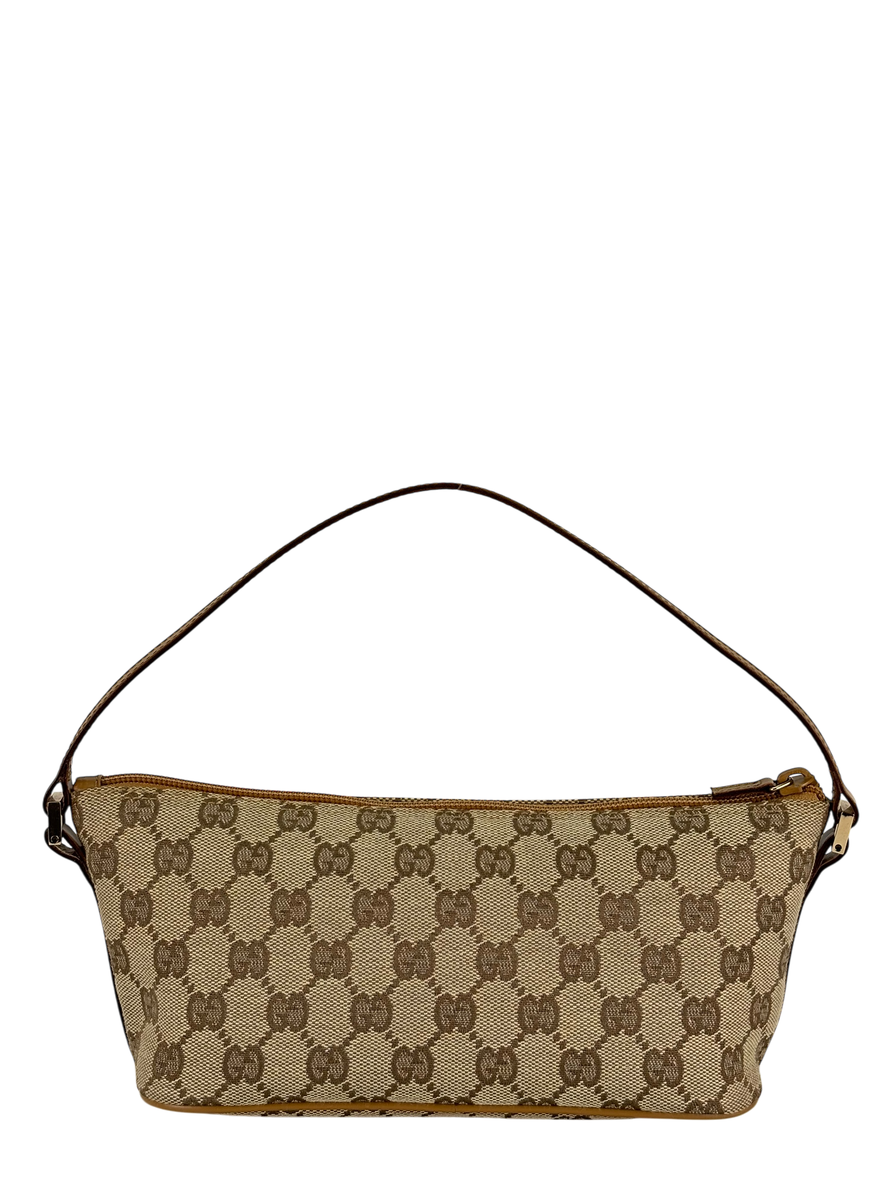 GUCCI - Beige Ophidia Canvas Accessory Pouch Handbag
