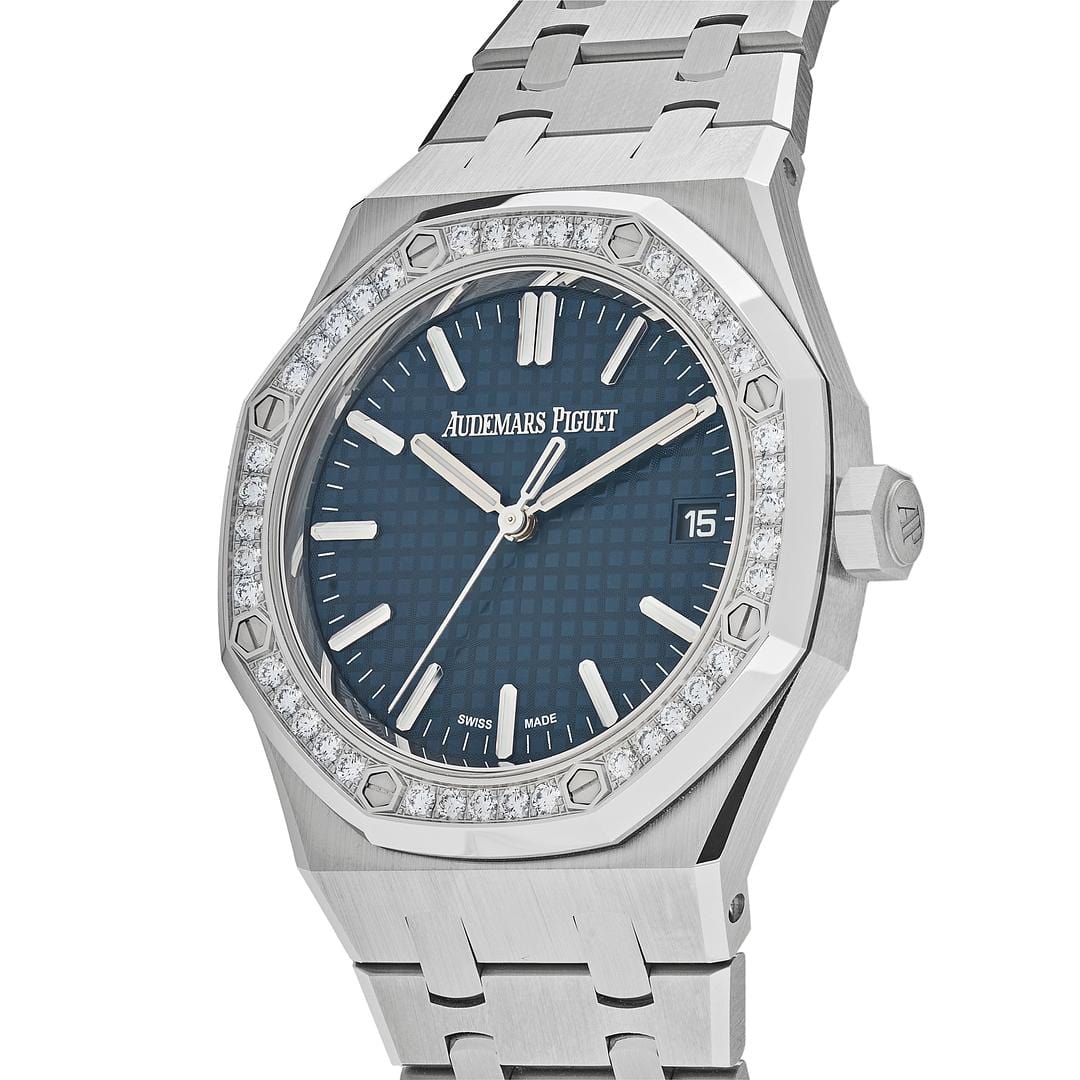 Audemars Piguet Royal Oak Selfwinding 15551ST.ZZ.1356ST.05  Blue Dial Diamond Bezel
