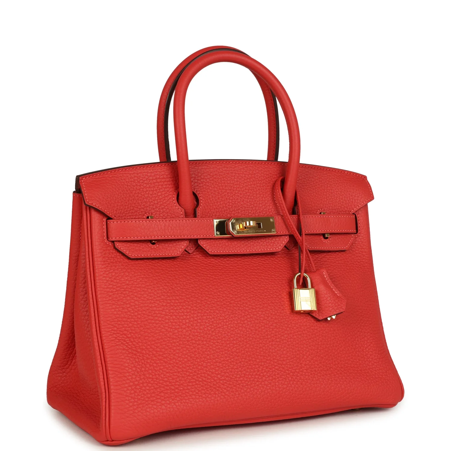 Pre-owned Hermes Birkin 30 Rouge Pivoine Clemence Gold Hardware
