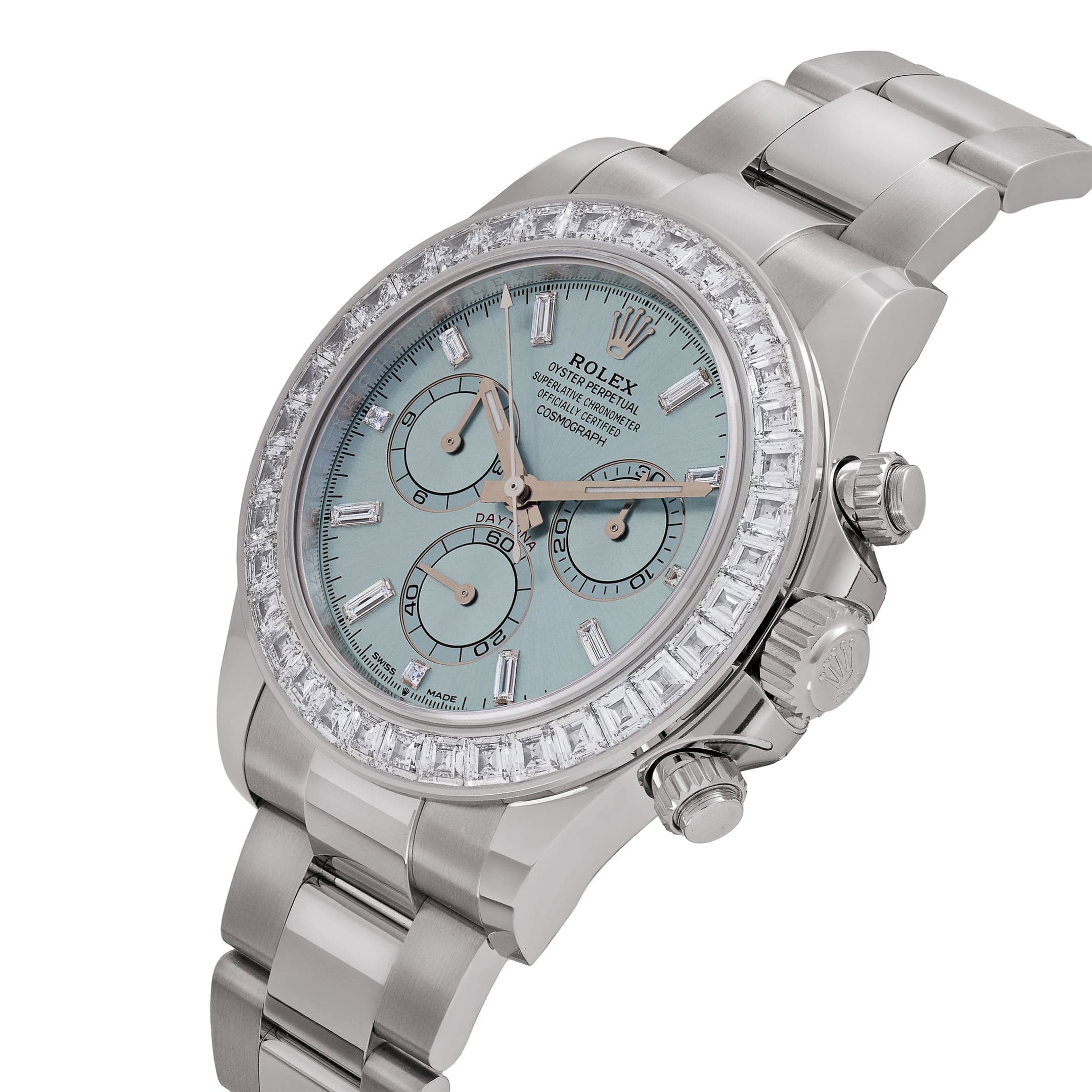 Rolex Daytona 126576TBR Platinum Ice Blue Diamond Dial Diamond Bezel