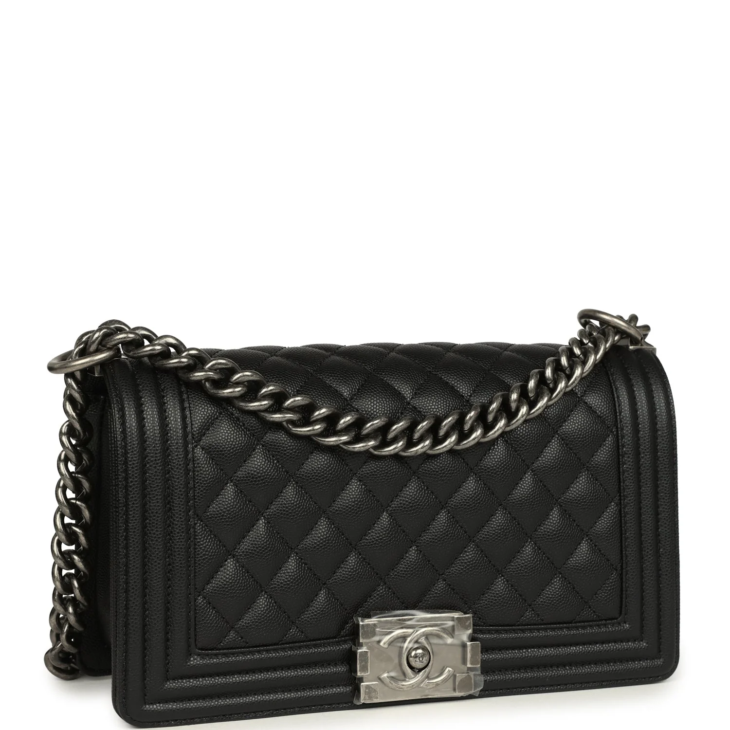 Chanel Medium Boy Bag Black Caviar Aged Ruthenium Hardware