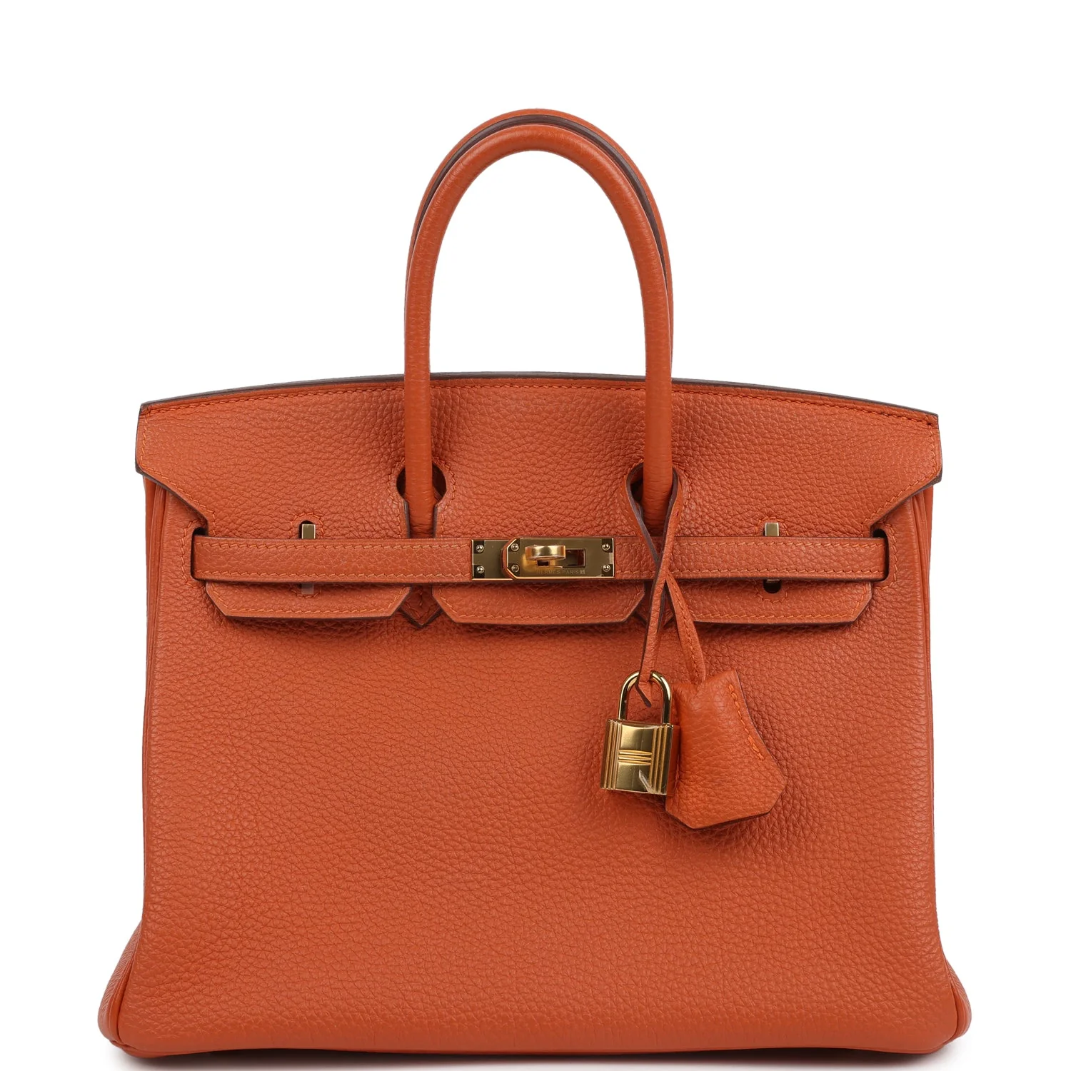 Pre-owned Hermes Birkin 25 Orange Togo Gold Hardware