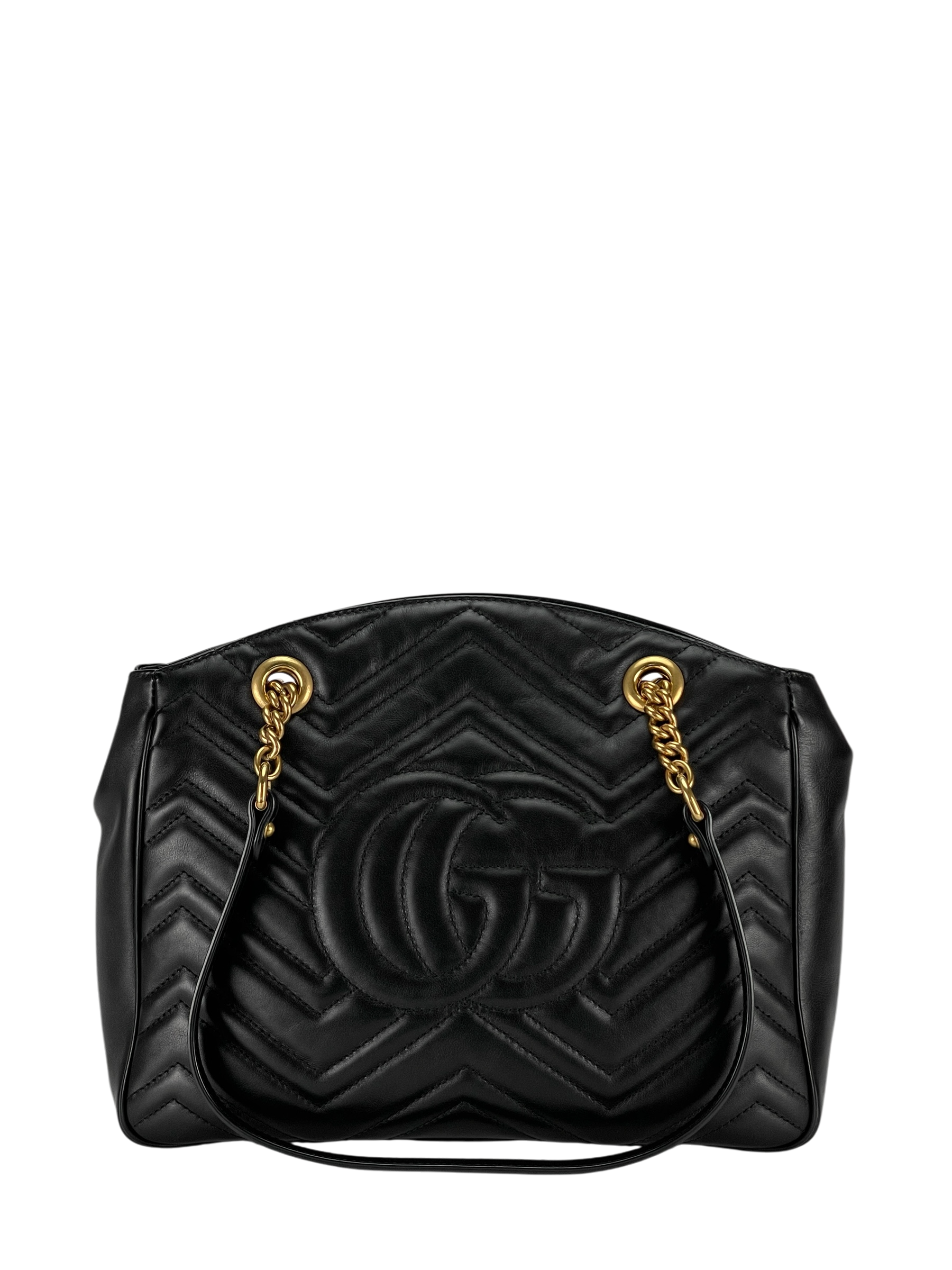 GUCCI - GG Marmont Open Top Shoulder Bag Black Matelassé