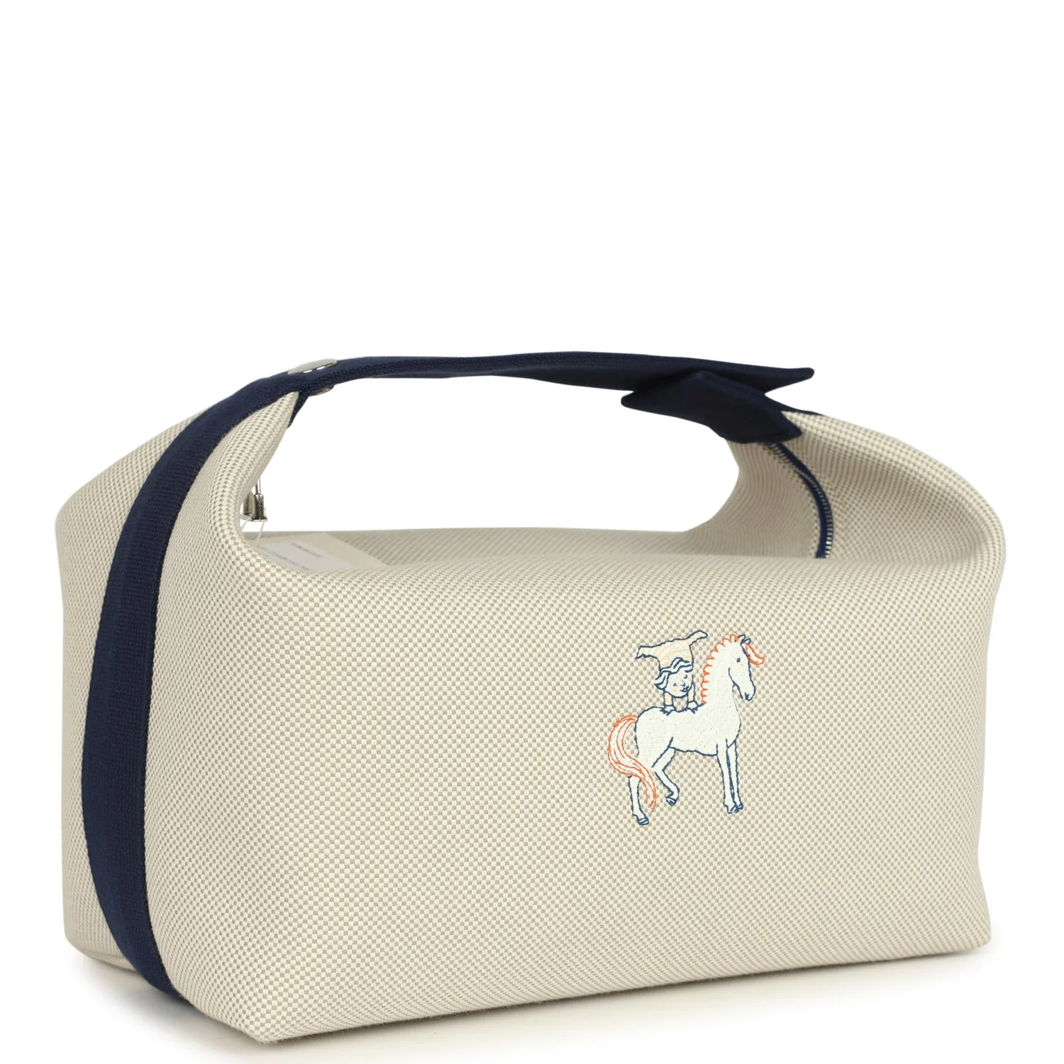 Hermes Bride A Brac Cabriole GM Gris Perle and Bleu Canvas Palladium Hardware