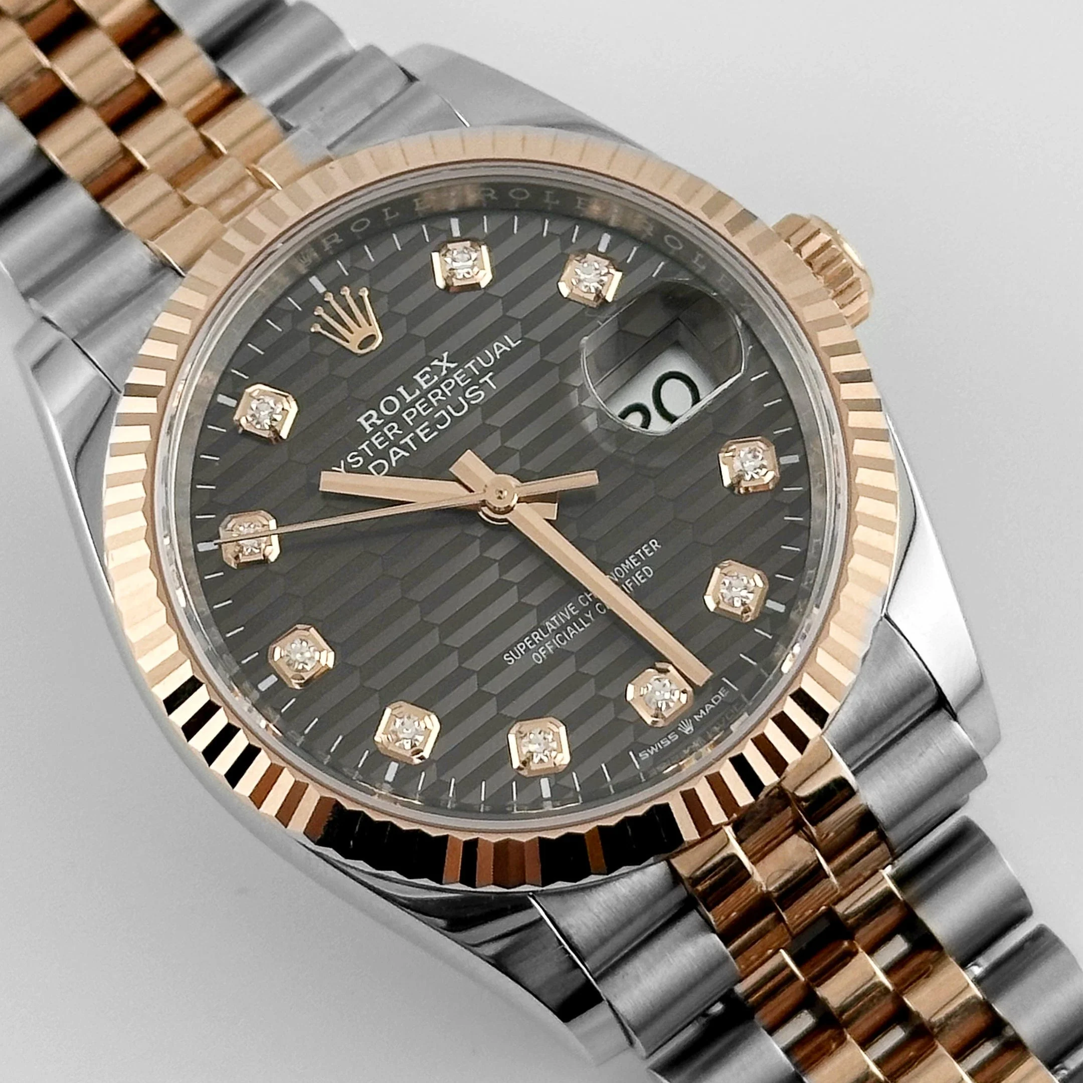 Rolex Datejust 36 126231 Rose Gold Stainless Steel Slate Motif Diamond Dial (2023)