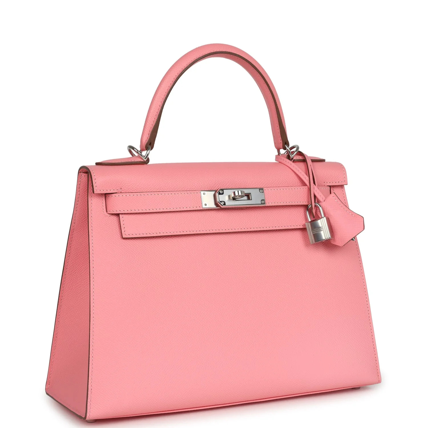 Pre-owned Hermes Kelly Sellier 28 Rose Confetti Epsom Palladium Hardware