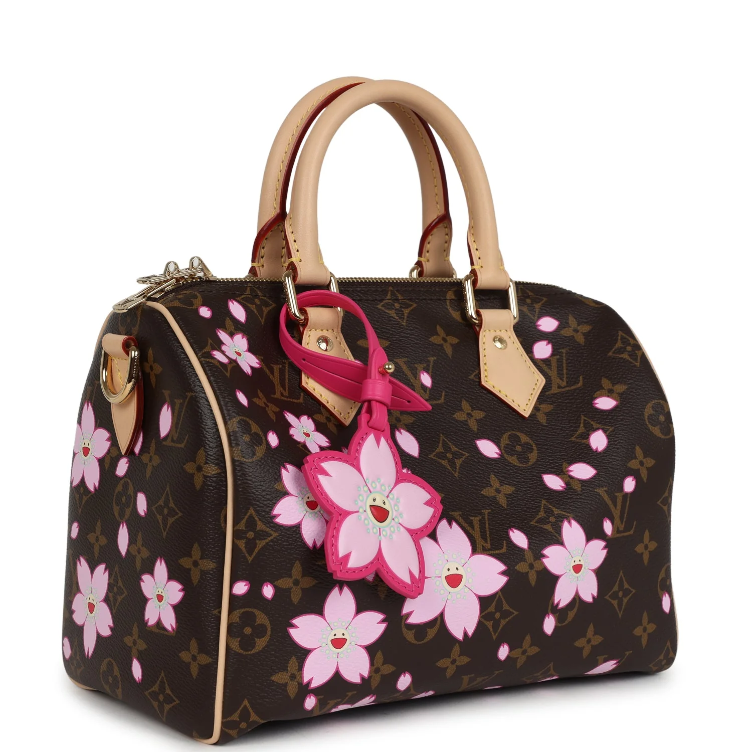 Louis Vuitton X Takashi Murakami Cherry Blossom Speedy 25 Bandouliere Brown Monogram Gold Hardware