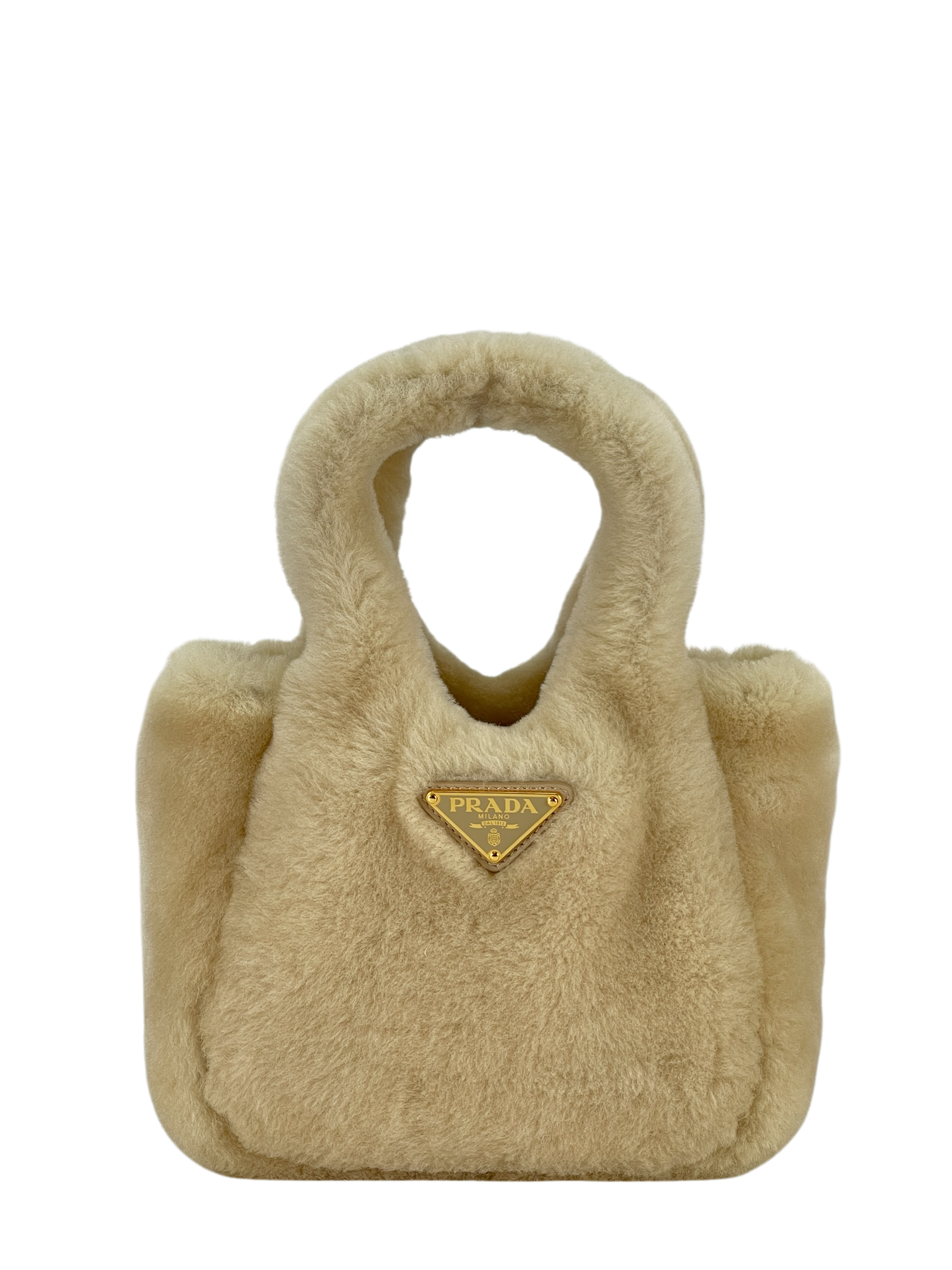 PRADA - White Wool Bucket Bag Handbag
