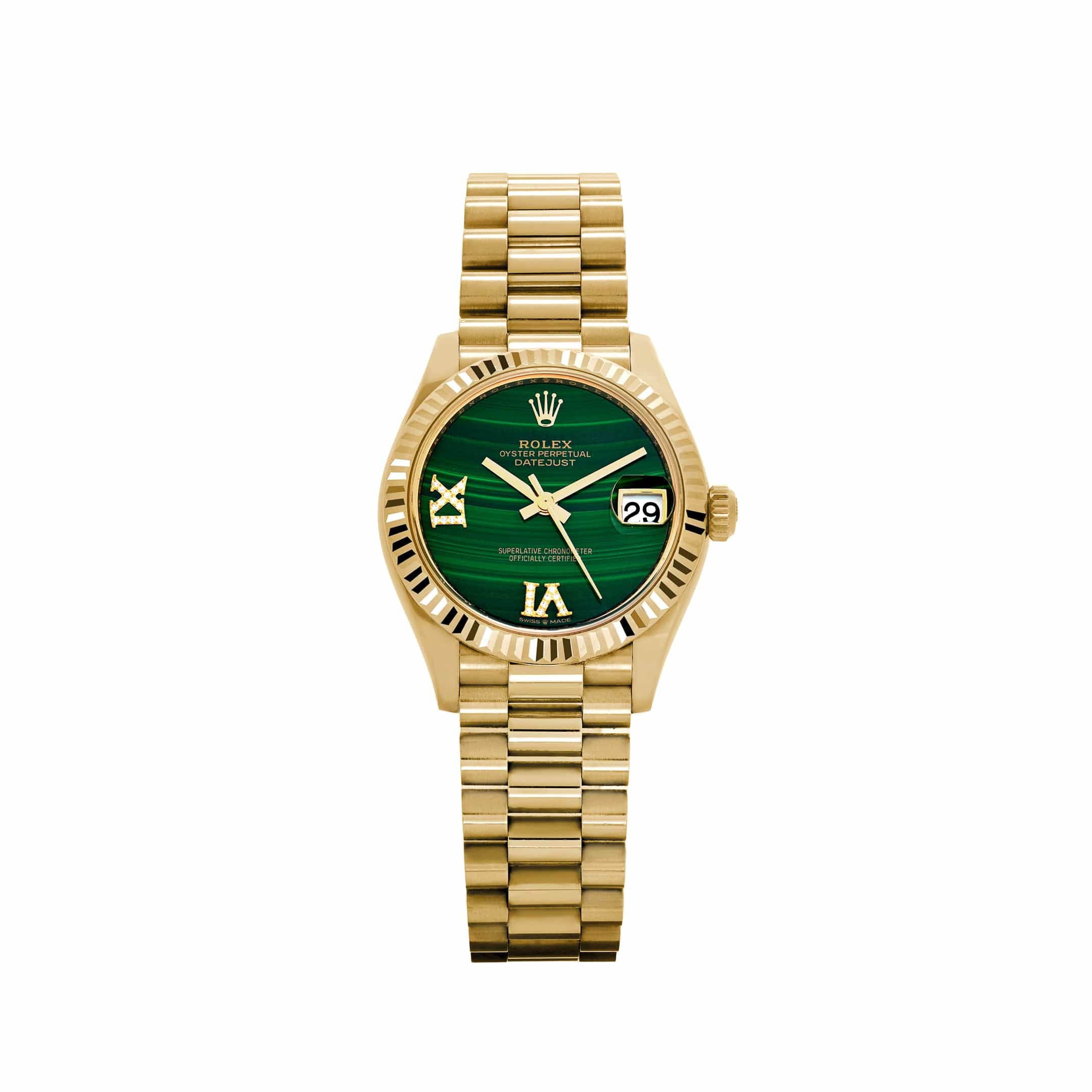 Rolex Datejust 31 278278 'Ladies' Yellow Gold Malachite Diamond Dial (2021)