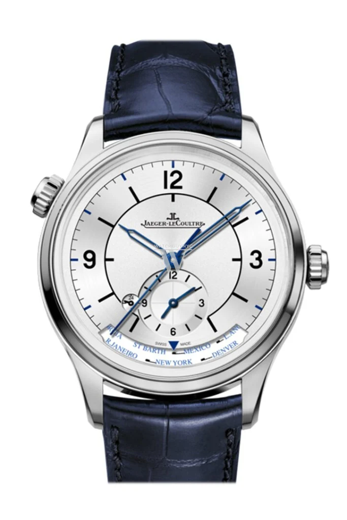 Jaeger LeCoultre Master Geographic Silver Dial Automatic Men's Alligator Leather Watch 1428530