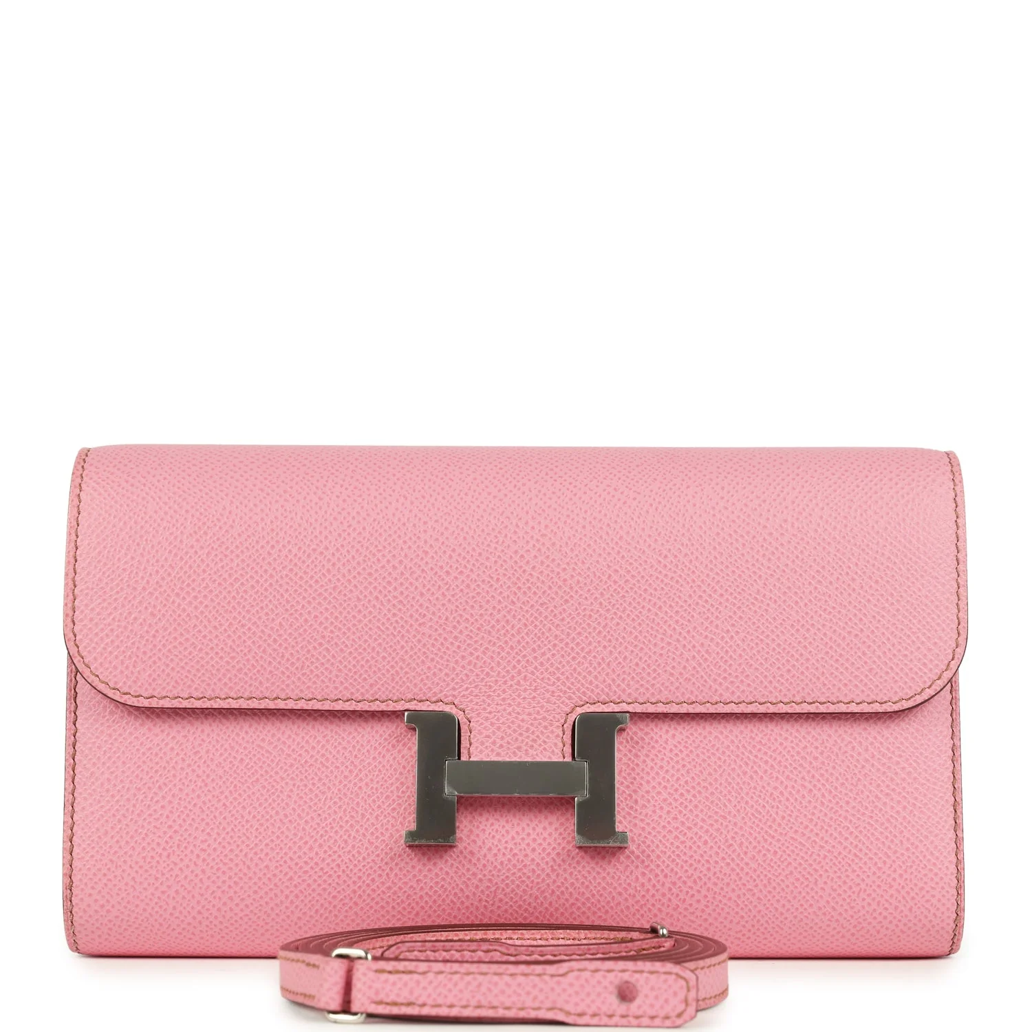 Pre-owned Hermes Constance Wallet To Go Bubblegum Epsom Palladium Hardware