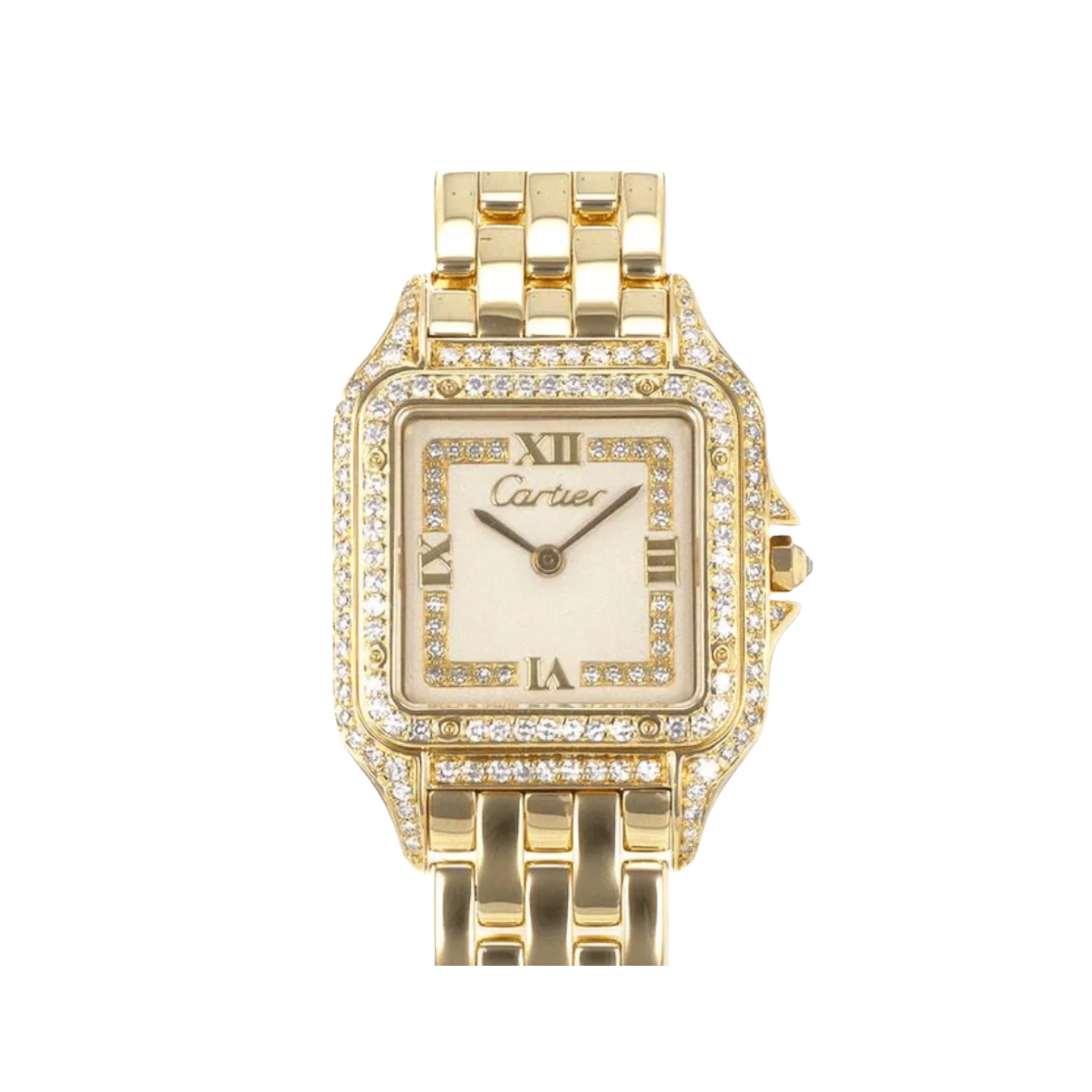 Cartier Panthère 88369 Yellow Gold Diamond-Set Dial Bezel Lugs Quartz