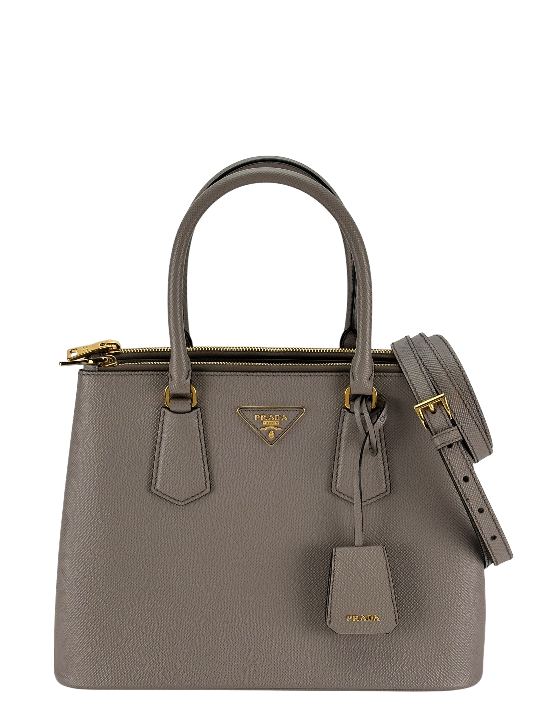 PRADA - Grey Galleria Medium Saffiano Leather Handbag