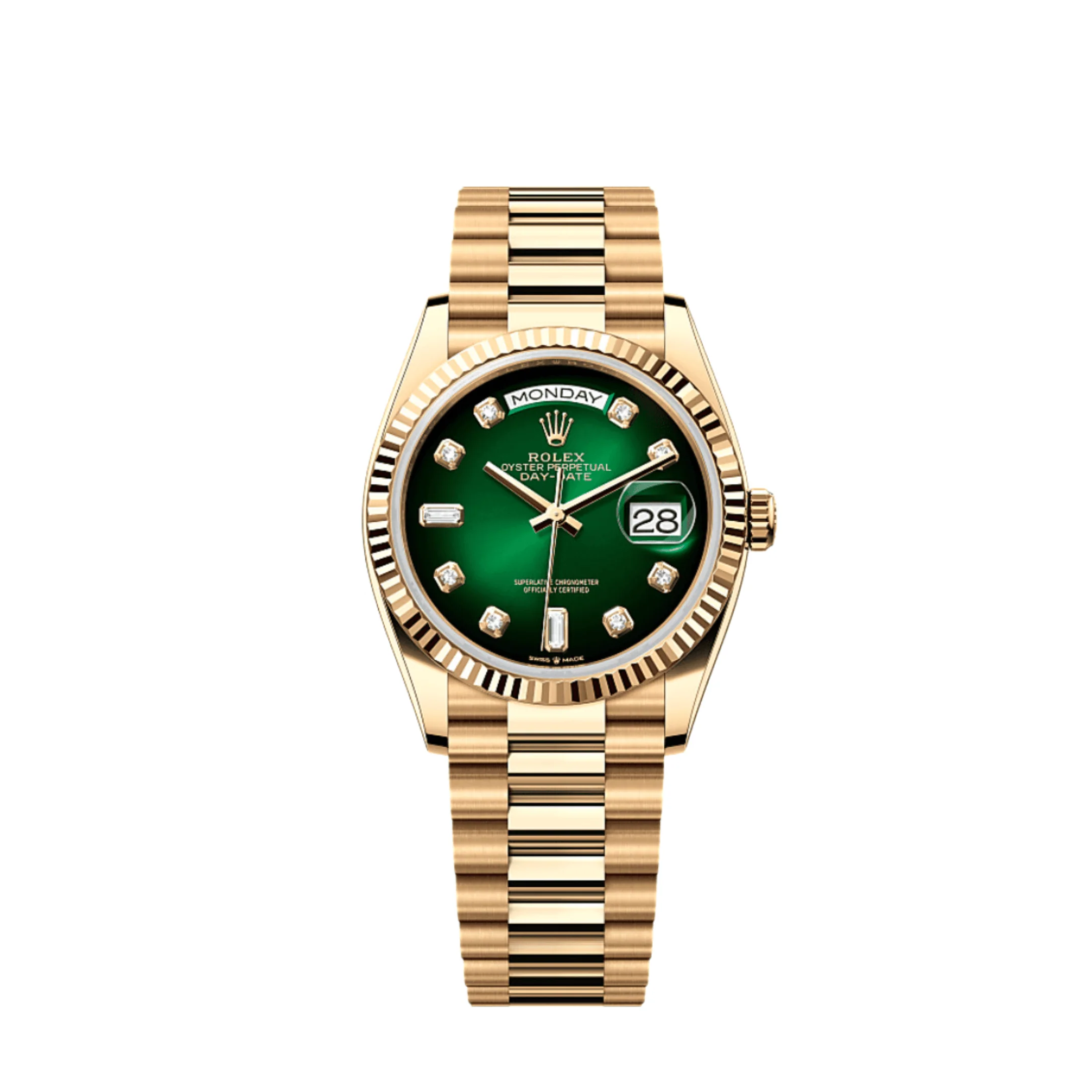 Rolex Day-Date 36 128238 Yellow Gold Green Diamond Dial (2024)