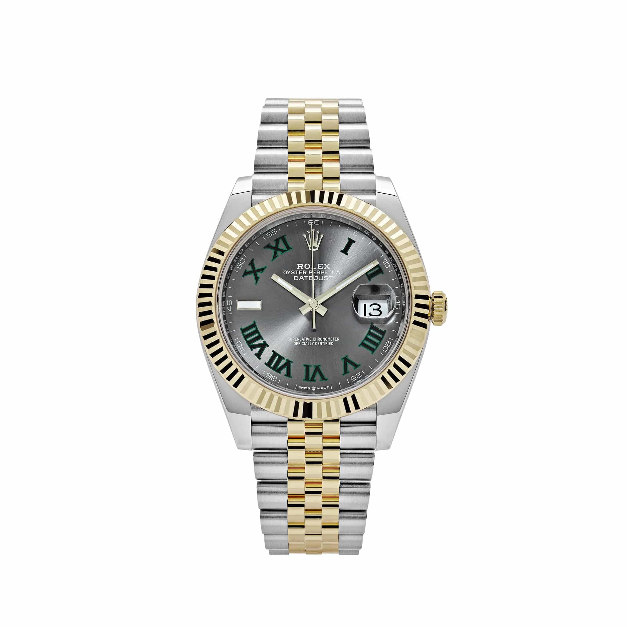 Rolex Datejust 41 126333 Wimbledon Yellow Gold Stainless Steel Slate Dial Jubilee