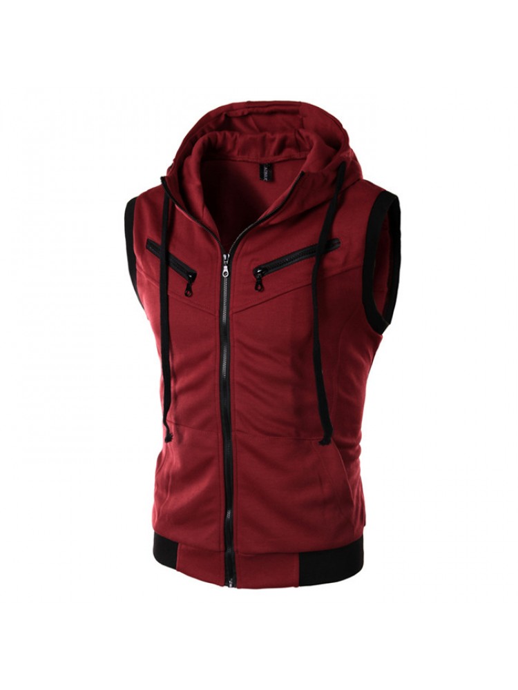 Drawstring Hooded Vest Jackets