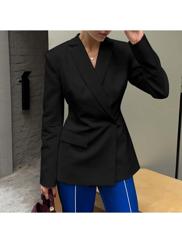 Solid Color Long Sleeve Backless Blazers