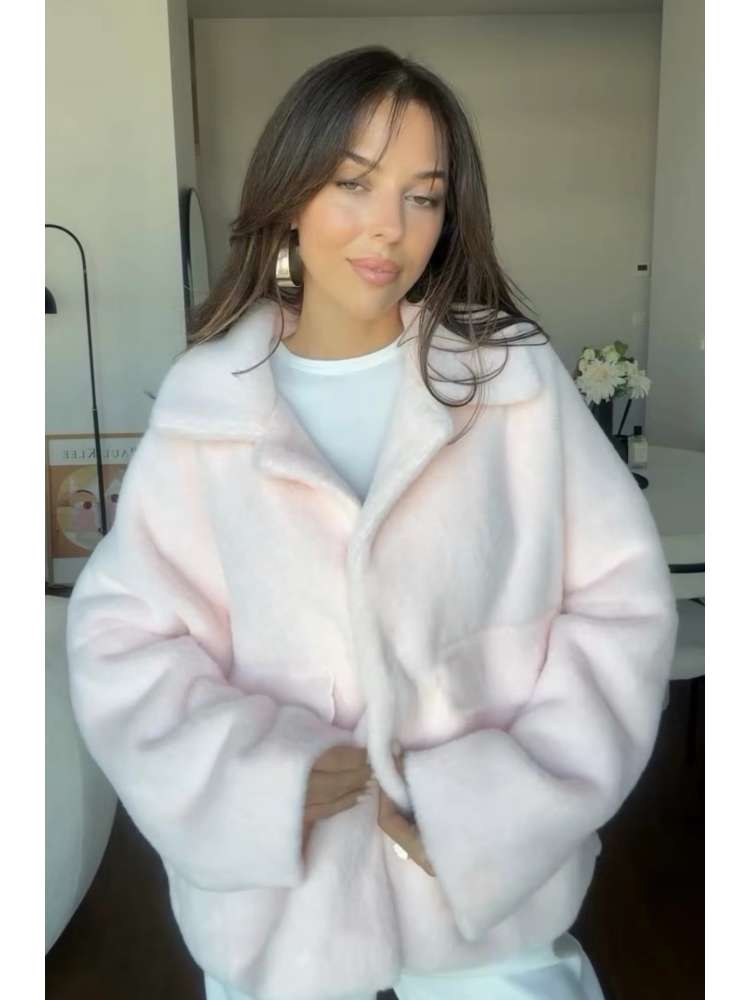 Fluff Solid Color Single Breasted Coats