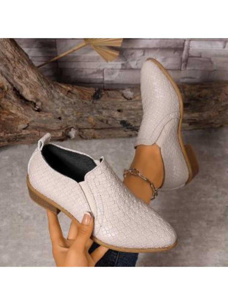 Rhombus Lattice Chunky Heels Flats