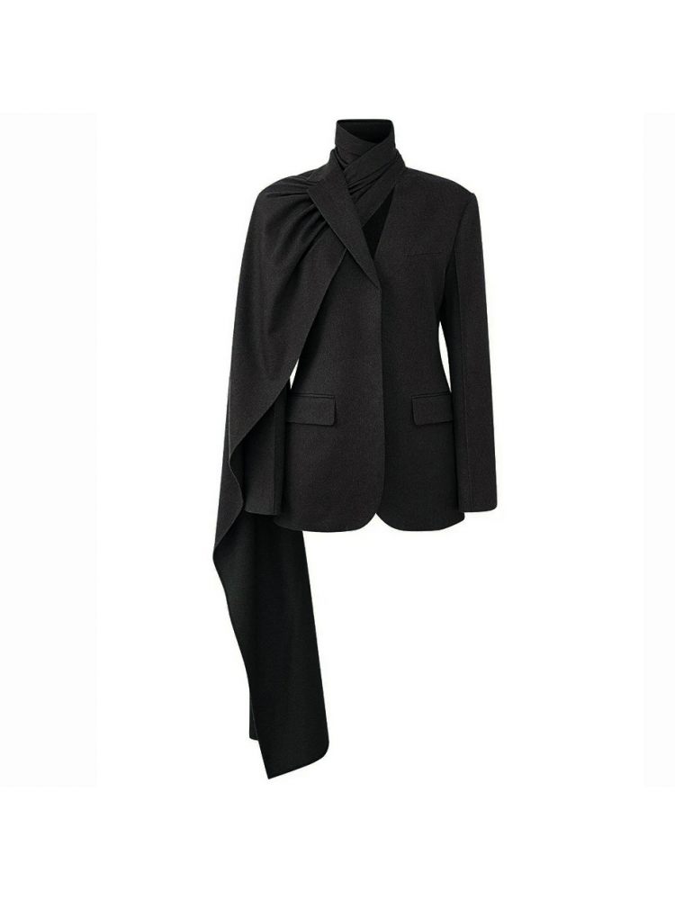 Luxurious Patchwork Pure Color Concealed Button Blazers