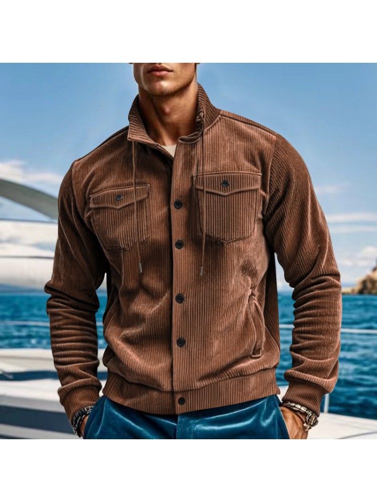 Solid Color Long Sleeve Corduroy Jackets