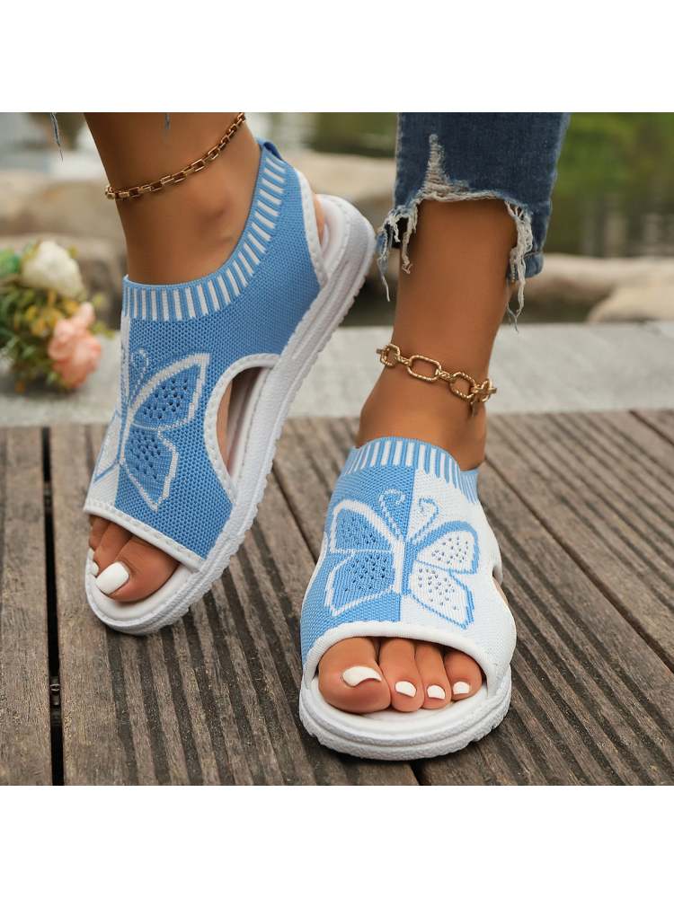 Embroidery Hollow-out Peep Toe Flat