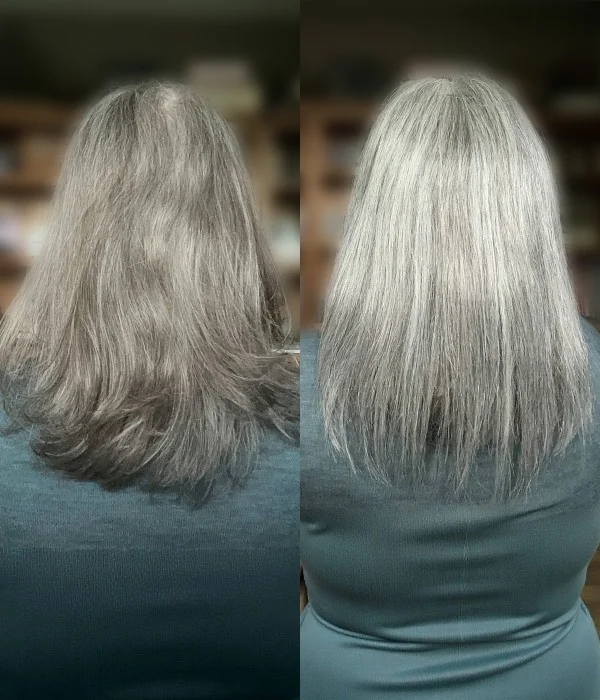 7” x 8” Sylvia Grey Mono Top Human Hair Topper | With Pre-Cut Layers