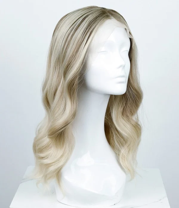 Abigail | White Blonde Balayage Wavy Synthetic Lace Front Wig