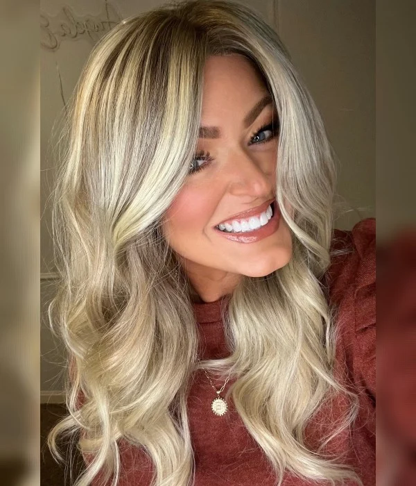 Abigail | White Blonde Balayage Wavy Synthetic Lace Front Wig