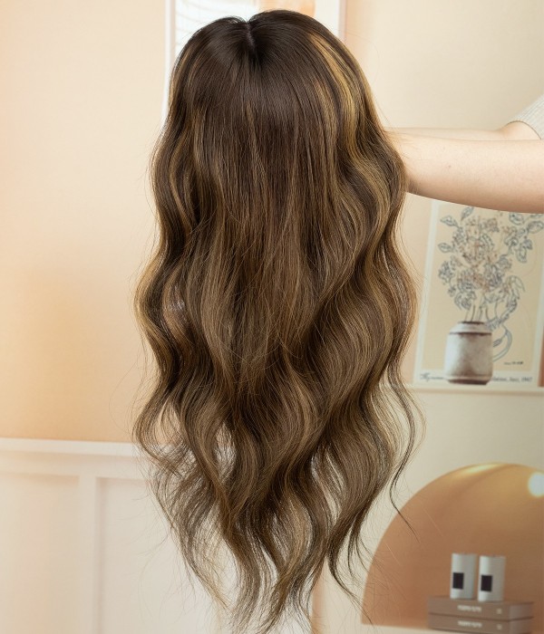 8” X 9” Sepia Silk Top Human Hair Topper | With Layers