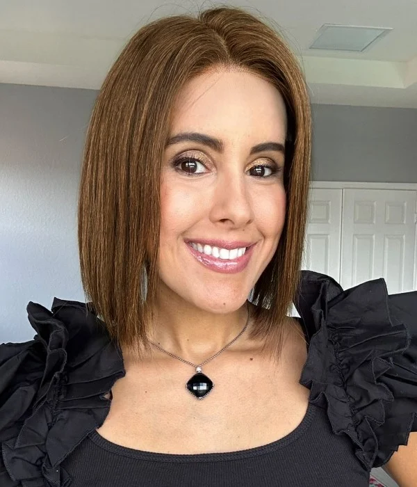 Willow | Medium Brown Bob Remy Human Hair Lace Front Wig| Low Density | Petite Size