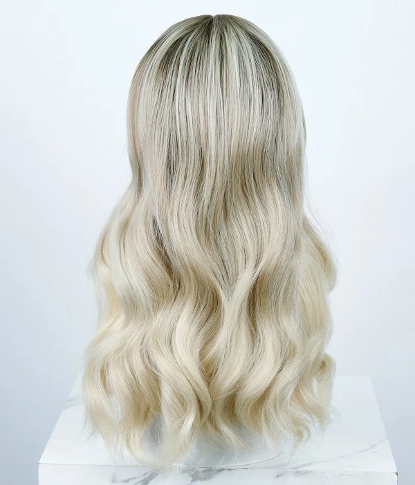 Abigail | White Blonde Balayage Wavy Synthetic Lace Front Wig