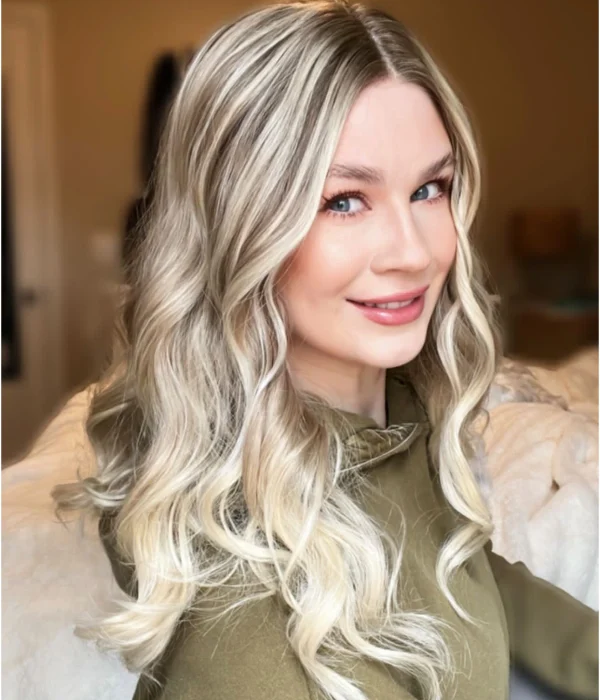 Abigail | White Blonde Balayage Wavy Synthetic Lace Front Wig