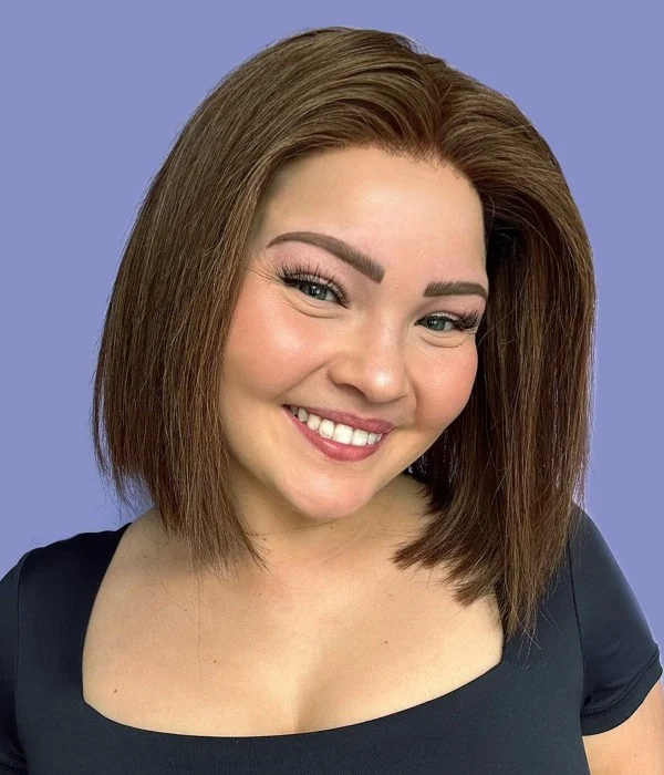 Willow | Medium Brown Bob Remy Human Hair Lace Front Wig| Low Density | Petite Size