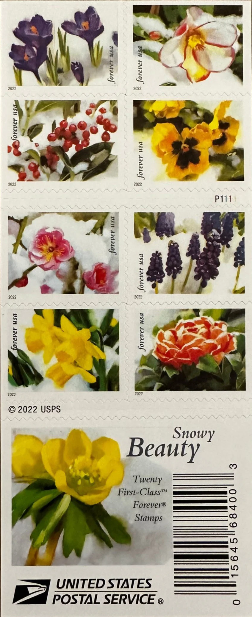 USPS Snowy Beauty Bloom Forever First Class Postage Stamps