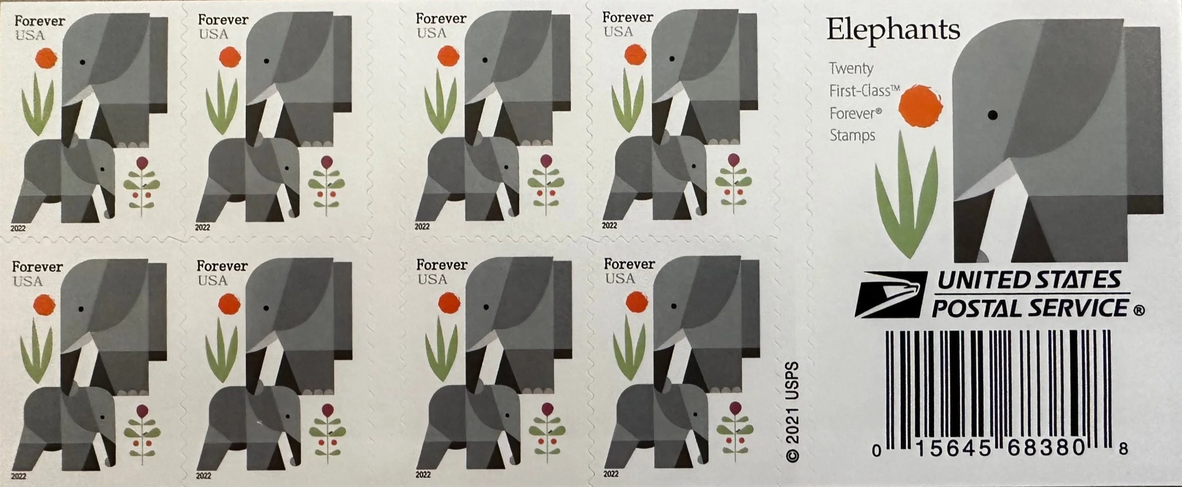 USPS Cartoon Elephants Star Forever First Class Postage Stamps