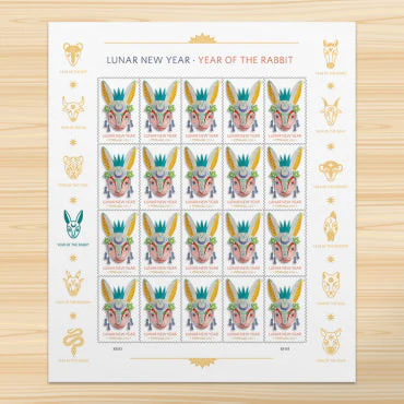 Year of the Rabbits Celebrates Lunar New Year Forever First Class Postage Stamps
