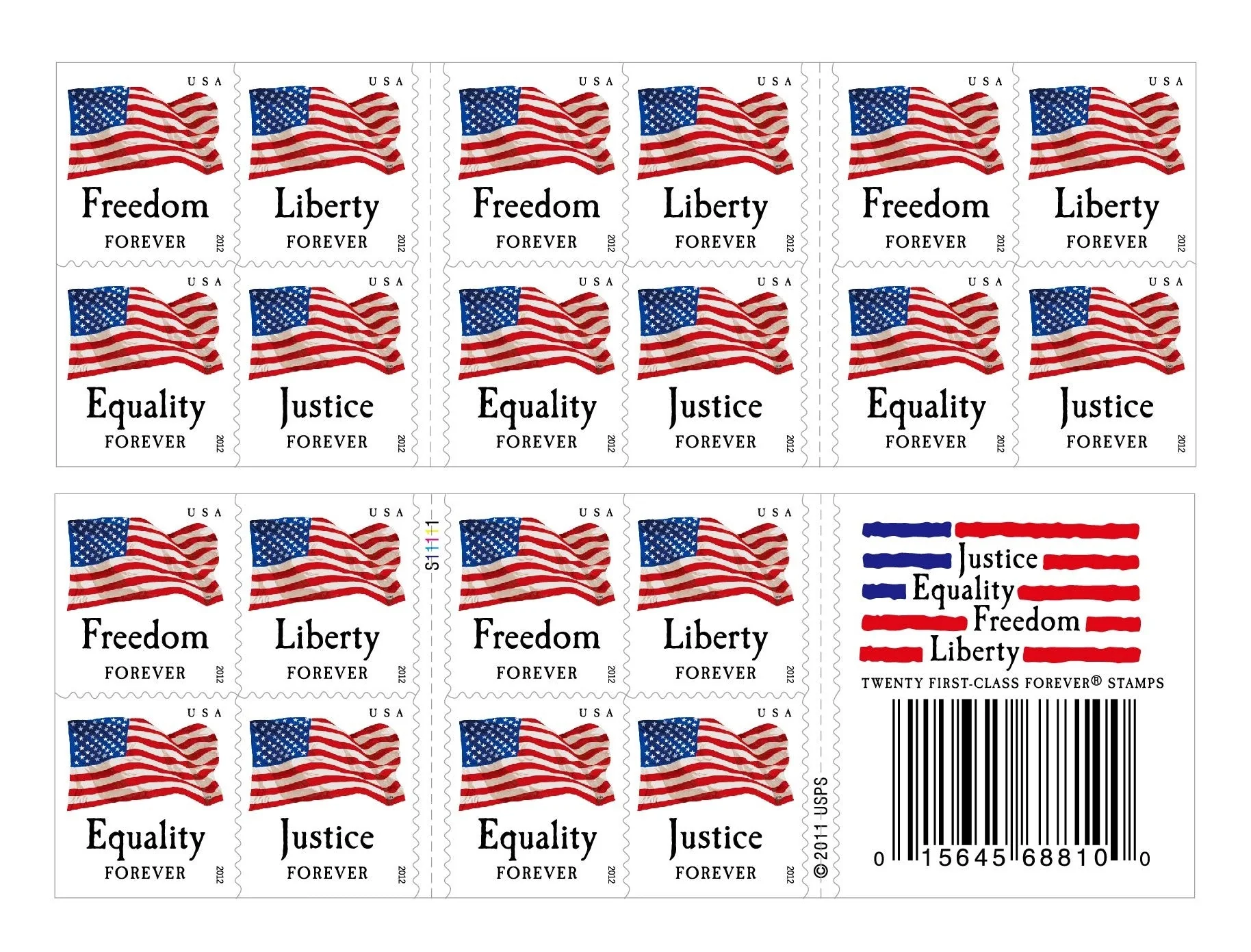 US Four Flags Forever First Class Postage Stamps