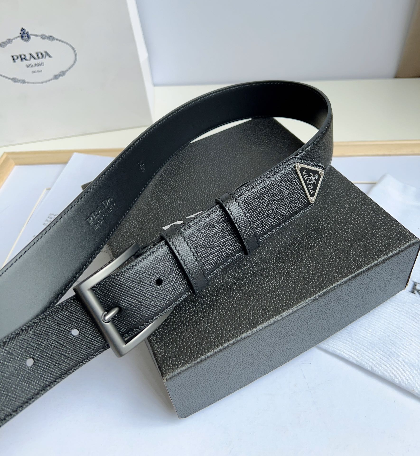 Prada Men/Women Belt Width 3.5cm