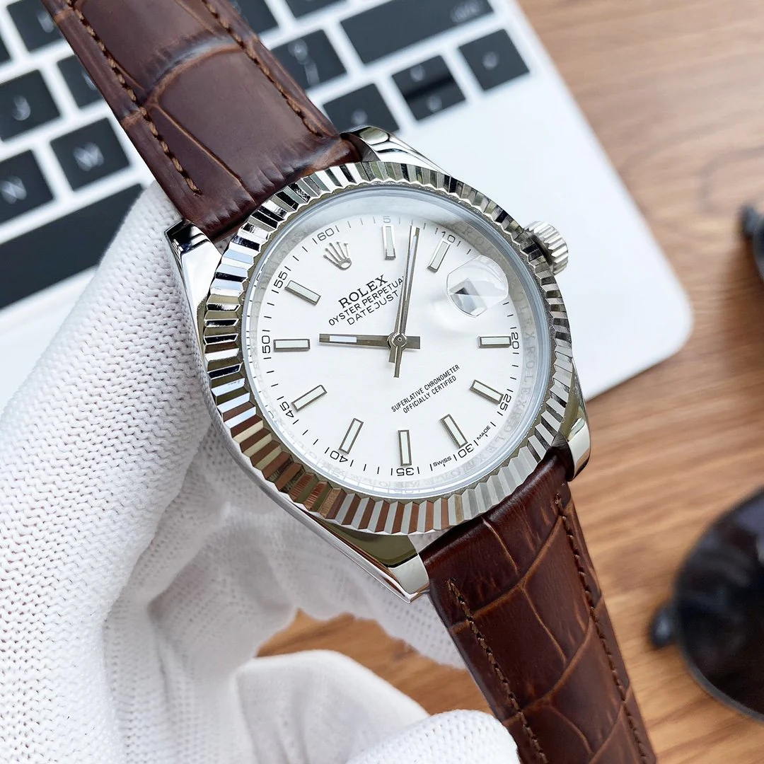 DATEJUST 41 STAINLESS STEEL LEATHER STRAP