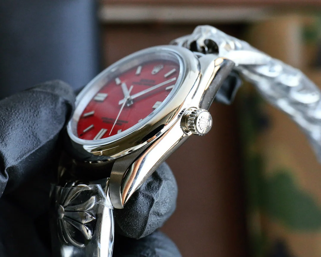 Rolex Oyster Perpetual 41mm Silver Red Dial