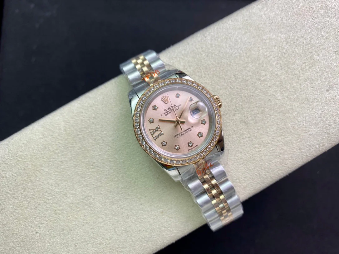 DATEJUST 28 TWO-TONE PINK GOLD DIAMOND BEZEL