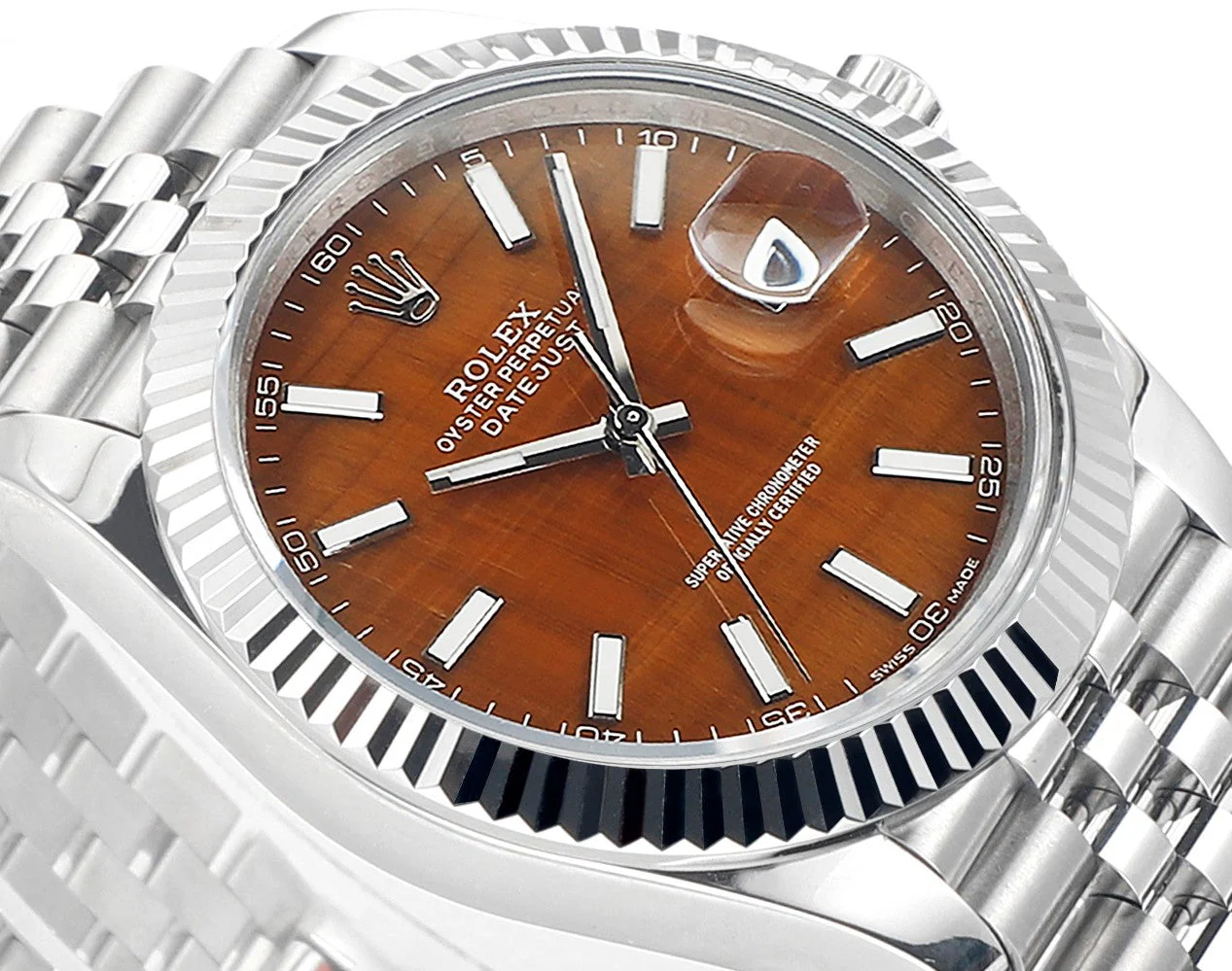 DATEJUST 41MM CUSTOM STEEL CASE TIGER EYE DIAL
