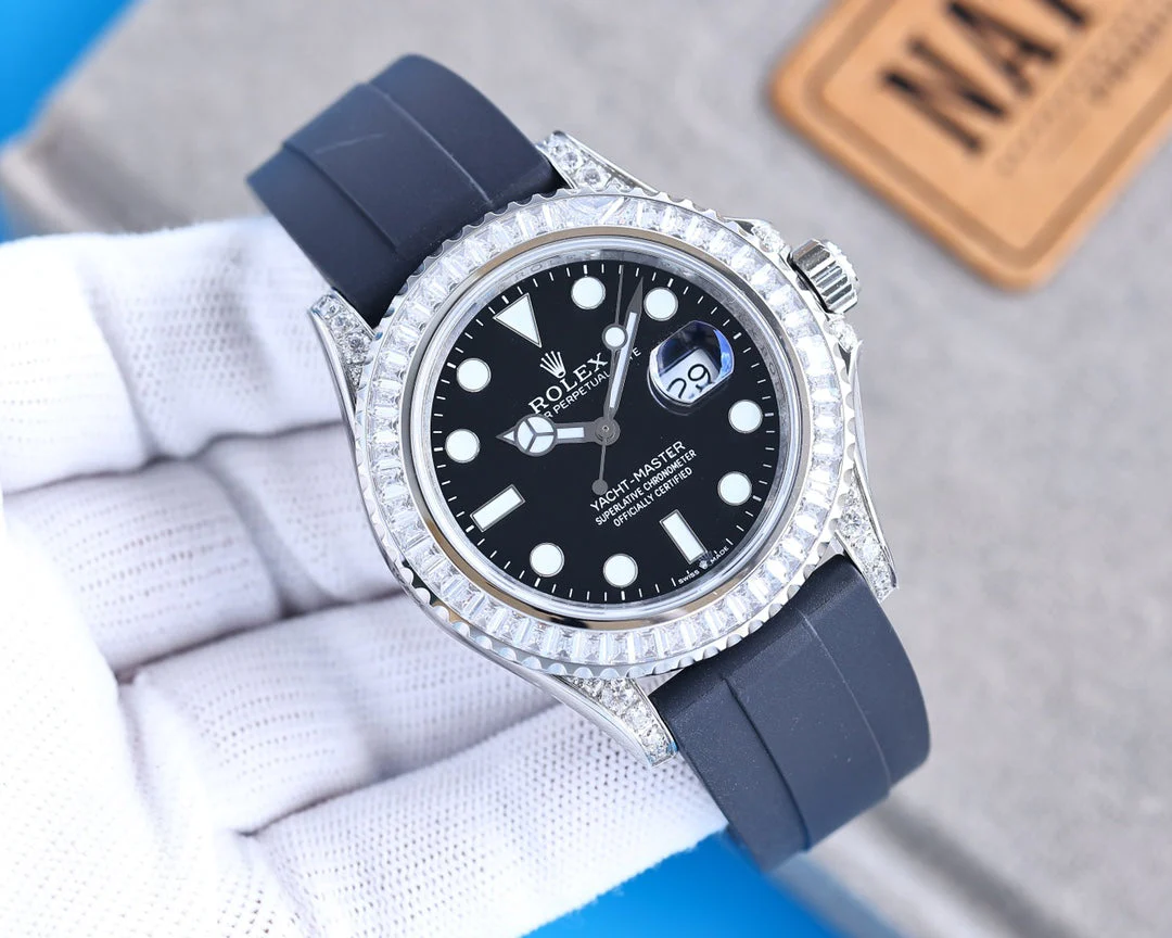 YACHT MASTER 42 CUSTOM DIAMOND BEZEL BLACK DIAL