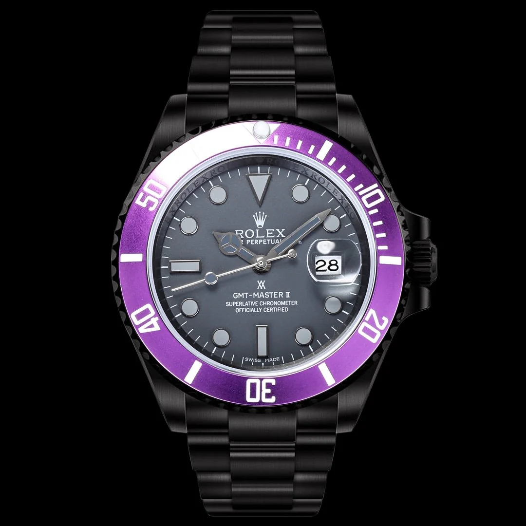 GMT - MASTER II CUSTOM BLACK CASE PURPLE BEZEL
